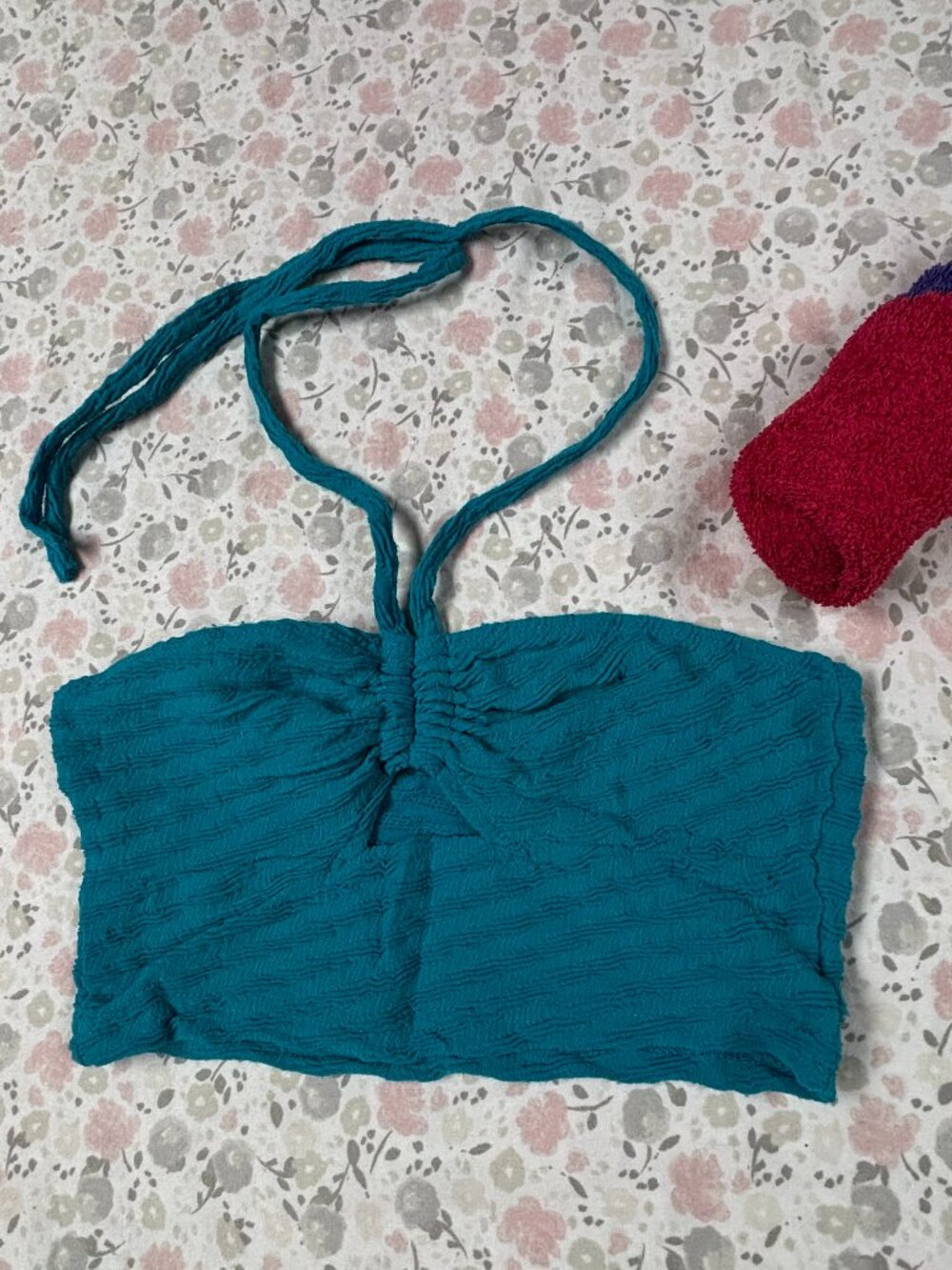SHEIN Women's S - Keyhole Blue-Green Tube Top - Textured